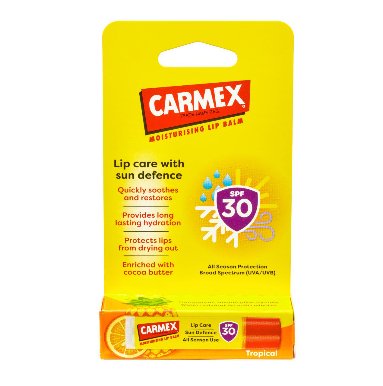 Бальзам для губ Carmex зі смаком тропічних фруктів SPF30 4,25 г - фото 1