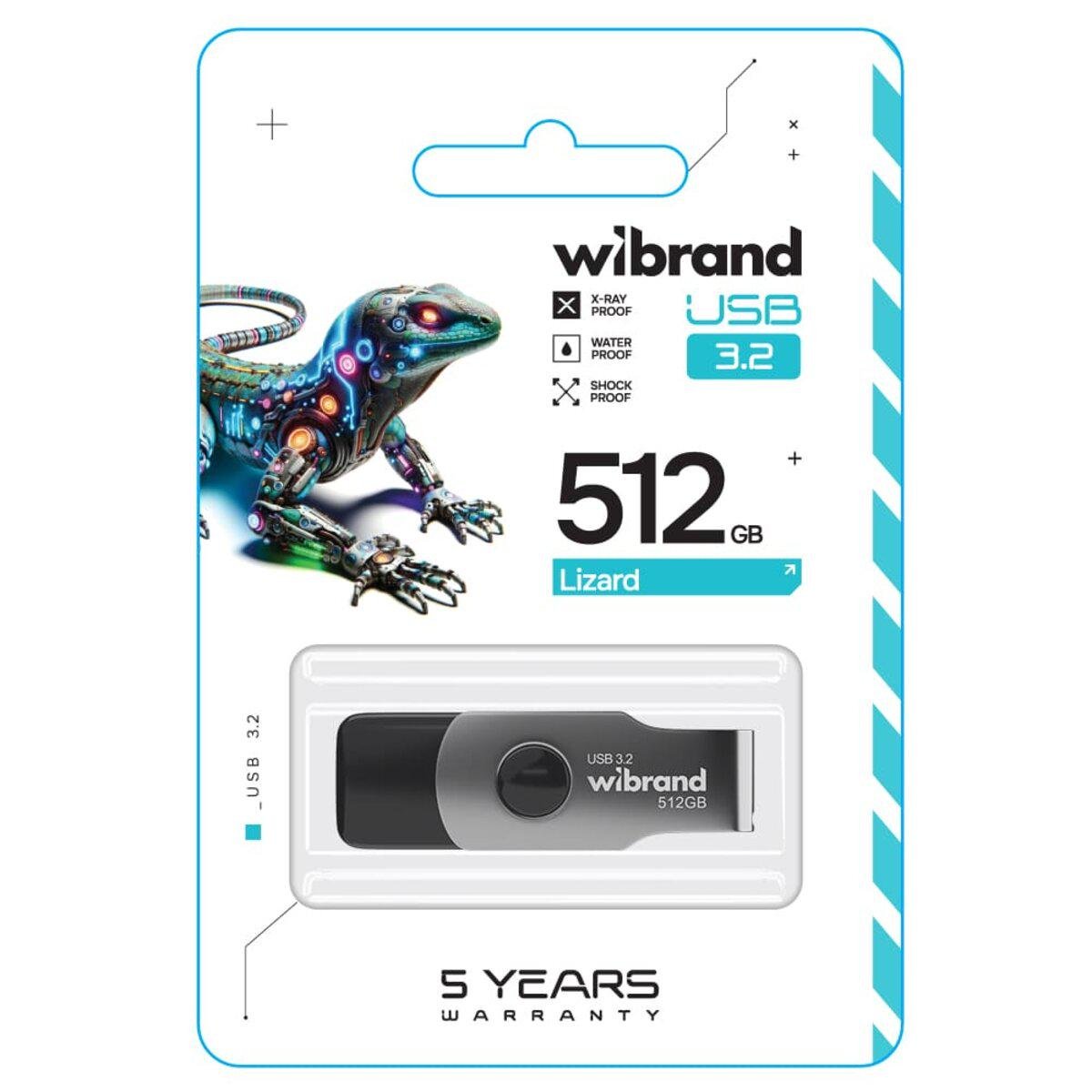 Флеш-пам'ять USB Wibrand WI3.2/LI512P9B Lizard 512 Гб Black (19556678) - фото 3