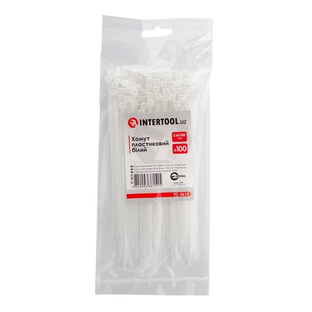Хомут пластиковий Intertool 3,6х150 мм 100 шт./уп. Білий (TC-3615) Хомут пластиковий Intertool 3,6х150 мм 100 шт./уп. Білий (TC-3615)