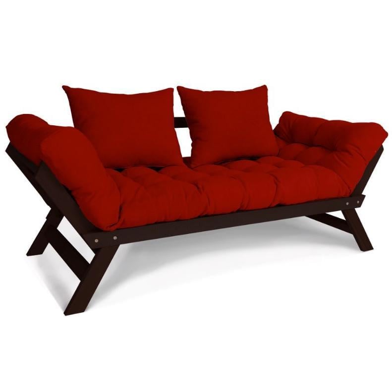 Диван-футон раскладной Woodman Allegro из массива дерева Шоколадный/Красный
