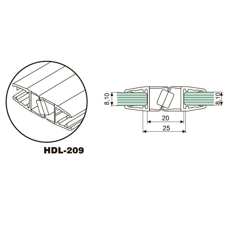 Профиль соединительный HaiDeLi HDL-209 ПВХ-профиль стекло-стекло магнитный уплотнитель 180° Черный (1330196146) - фото 2