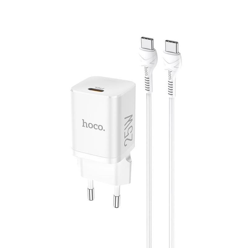 Зарядное устройство для телефонов Hoco N19 Rigorous Type-C 25W и кабель Type-C-Type-C White (1745935819)