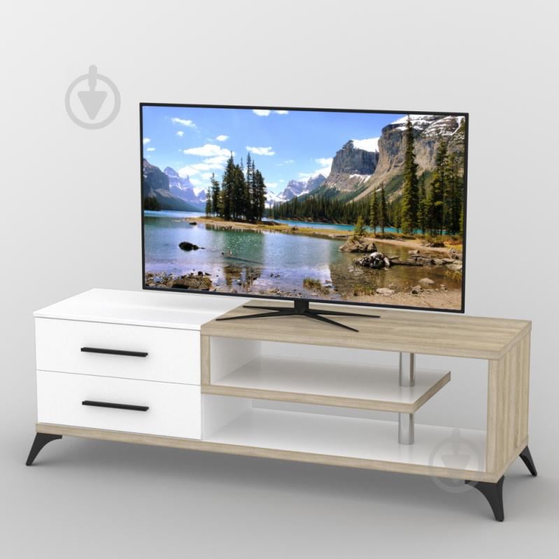 Тумба под телевизор Тиса Мебель ТВ-334 Дуб сонмоа Белый Тумба под телевизор Тиса Мебель ТВ-334 Дуб сонмоа Белый