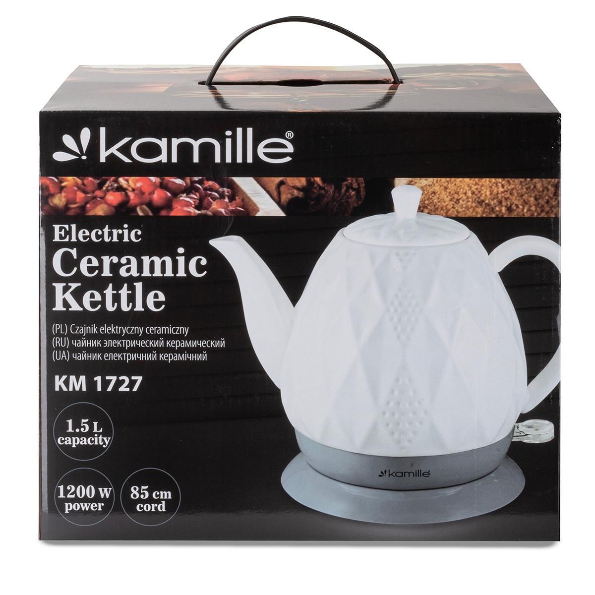Електрочайник на підставці Kamille KM-1727 керамічний із фіксованою ручкою 1200 W 1,5 л Біло-сірий (124-84-1727) - фото 7 Електрочайник на підставці Kamille KM-1727 керамічний із фіксованою ручкою 1200 W 1,5 л Біло-сірий (124-84-1727) - фото 7