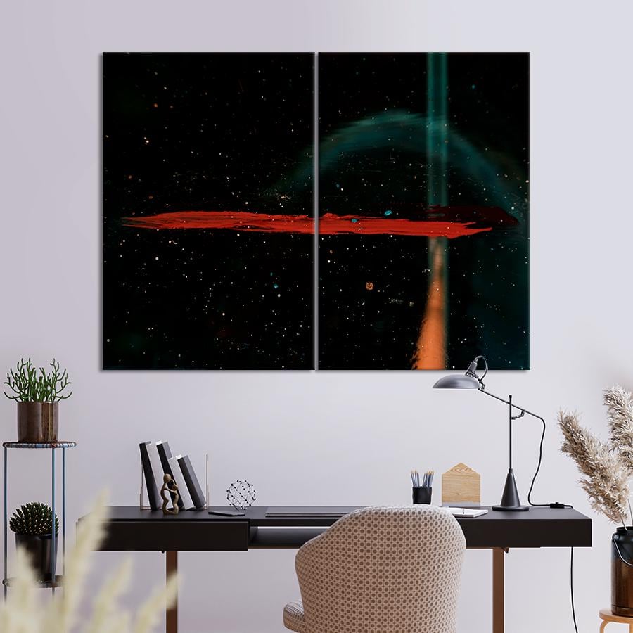 Картина абстракция Алая линия на звёздном небе 165x122 см (A951-2)