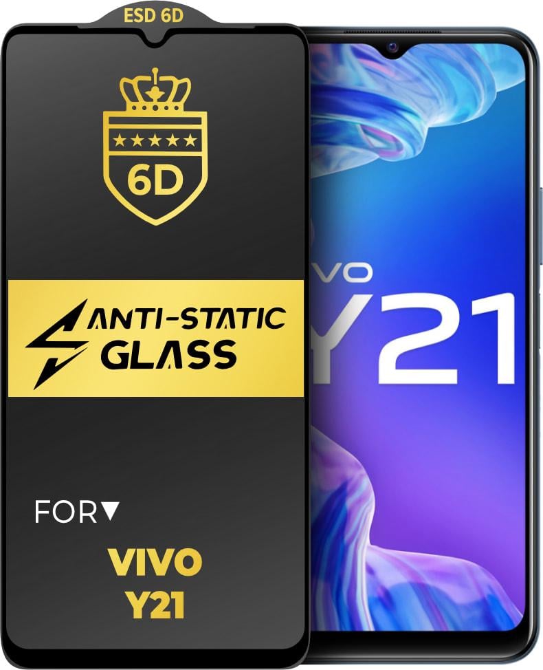 Захисне скло 6D Anti-Static Vivo Y21 Glass Shield