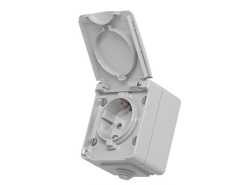 Розетка наружная Videx Binera одинарная с заземлением IP65 Серый (VF-BNW21G-G)