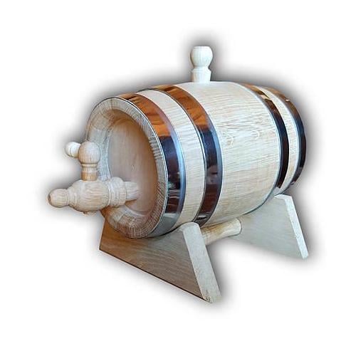 Бочка дубовая для вина и коньяка 1 л обручи из нержавеющей стали (DR012297)