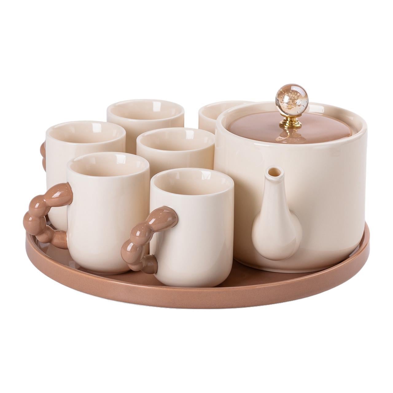 Чайный сервиз с керамической подставкой на 6 персон (5006)