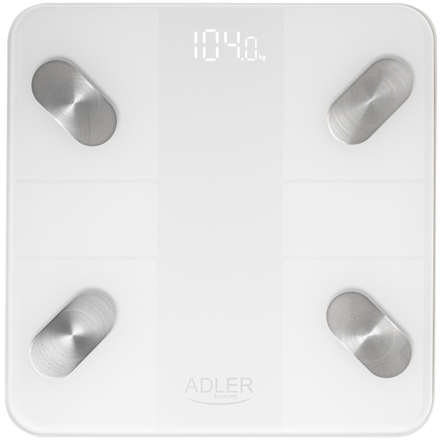 Весы напольные электронные Adler AD 8186 Smart до 180 кг 3хАААА автовыключение White (AD8186W)