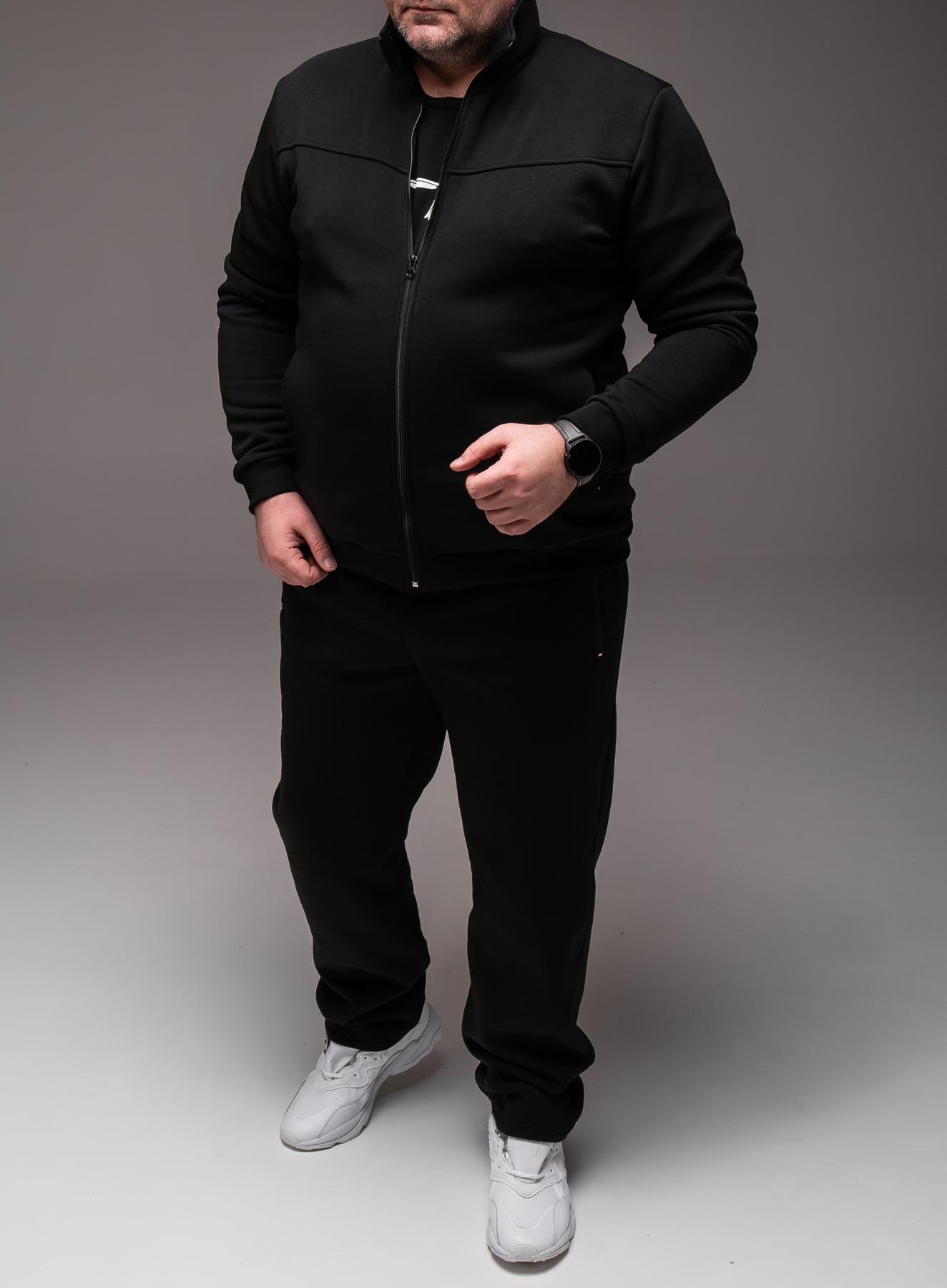 Спортивний костюм чоловічий зимовий на флісі батал 3XL Чорний (2440) - фото 4