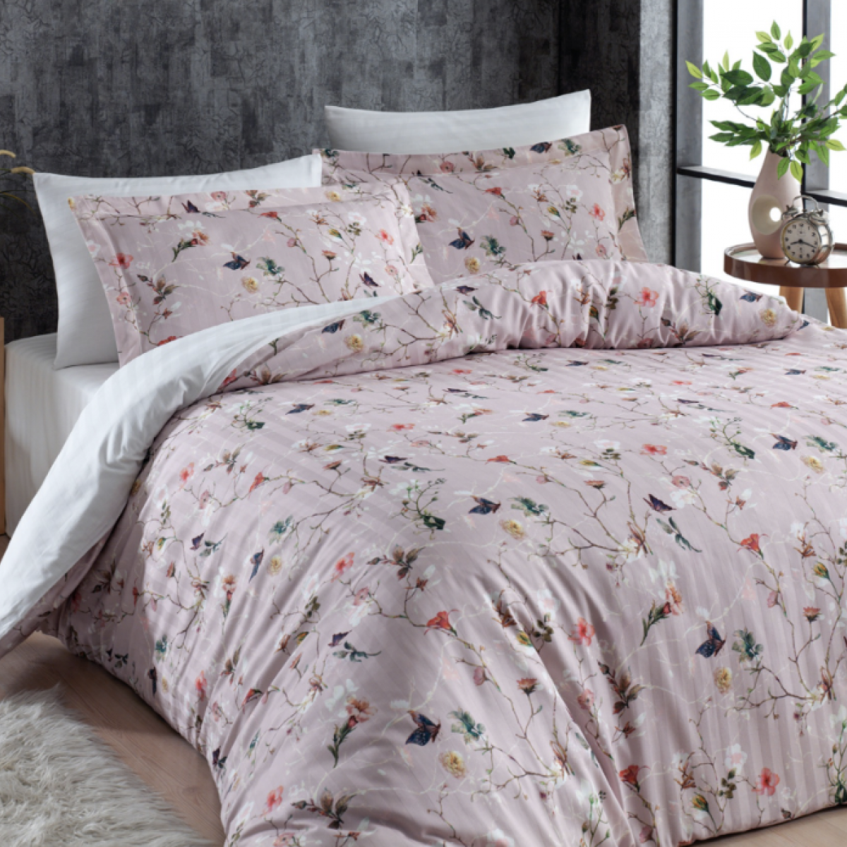 Комплект постільної білизни Maison D'or Flora lilac сатин євро (2000022265370)