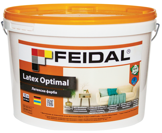 Краска интерьерная латексная Feidal Latex Optimal 10 л Краска интерьерная латексная Feidal Latex Optimal 10 л
