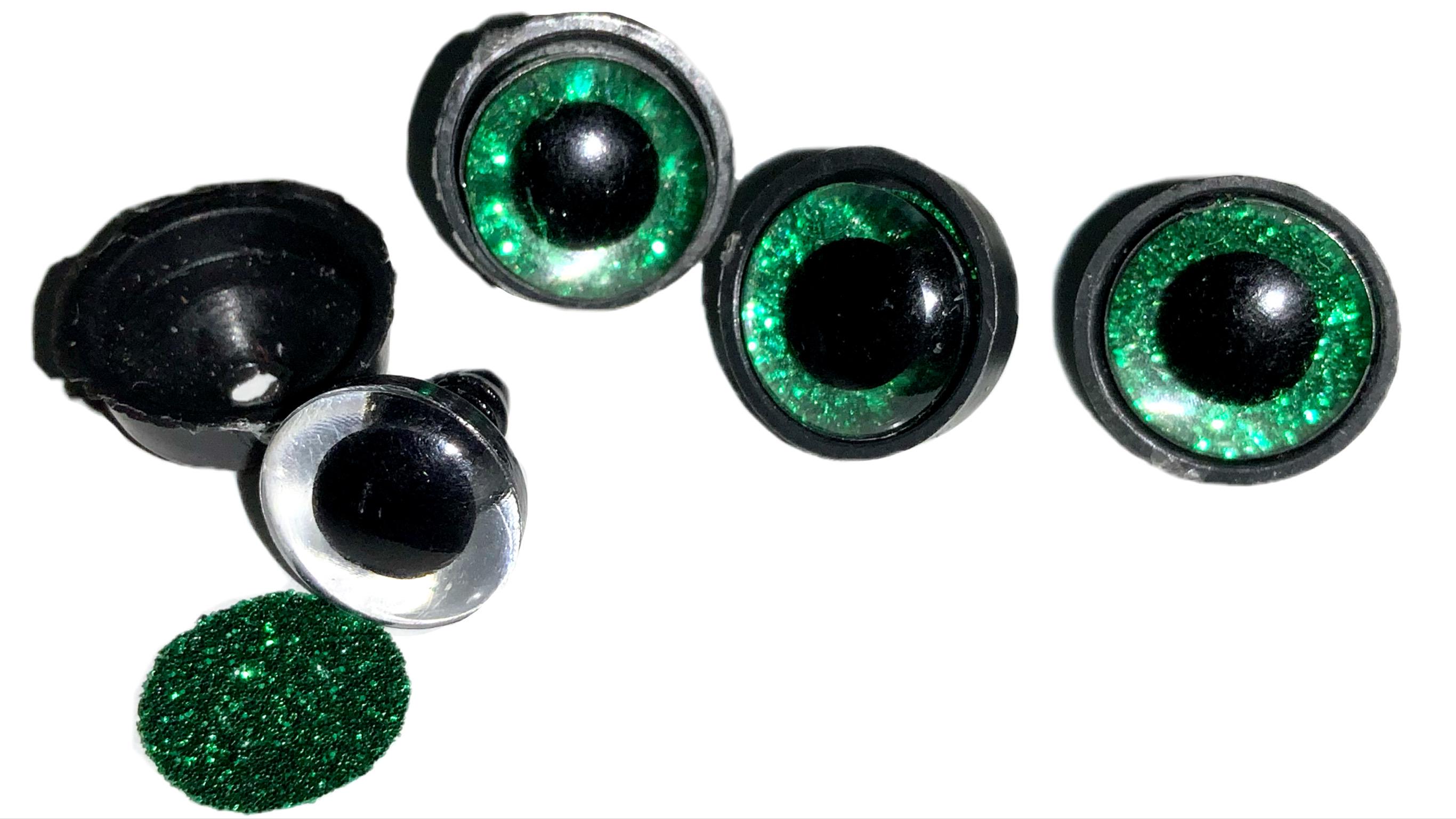 Глаза для игрушек блестящие с креплением 10 шт. 12 мм Зеленый