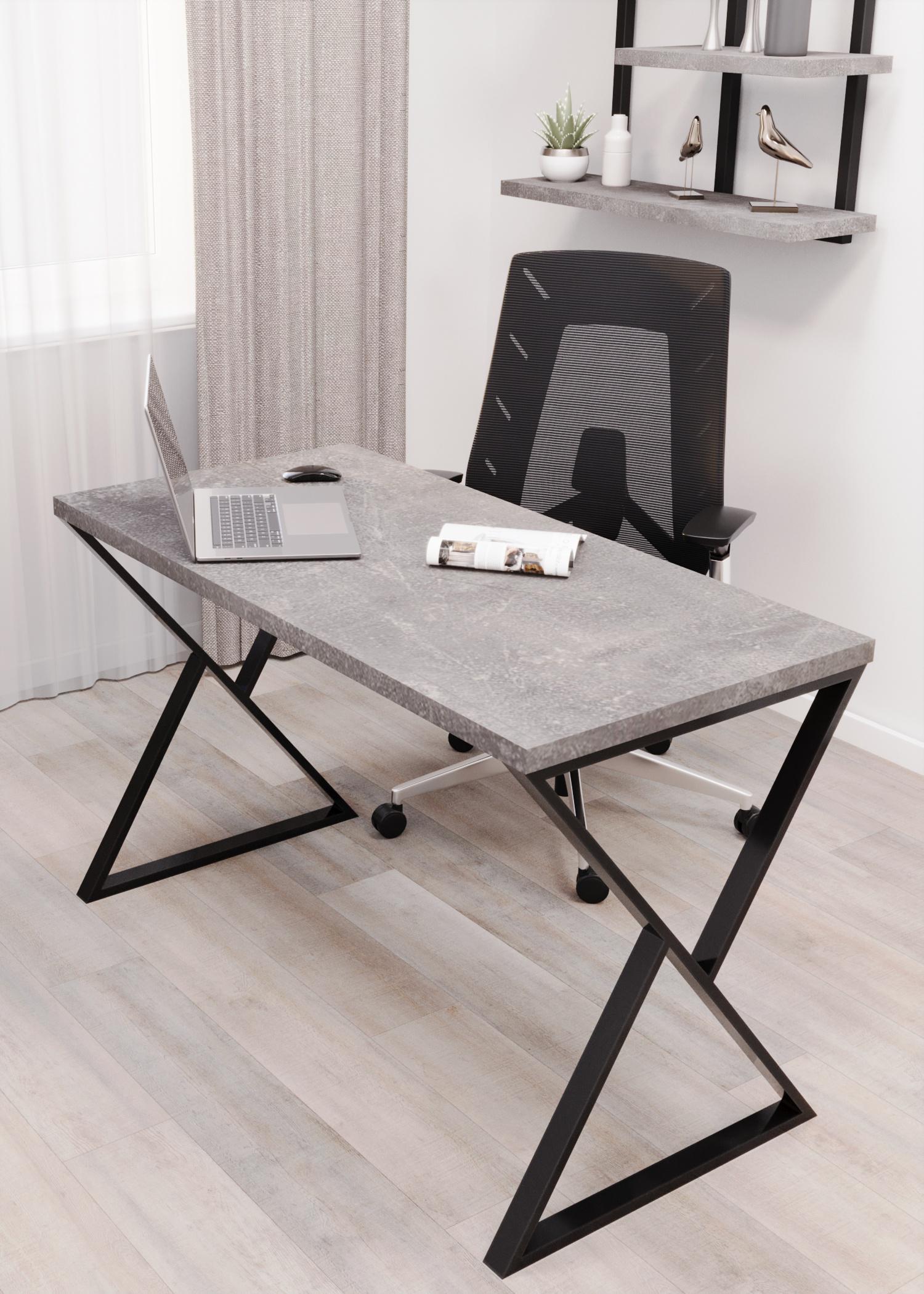 Стол письменный Loft Серия 17 металлический профиль 80х40 мм 1600х800х32 мм Бетон (3598)