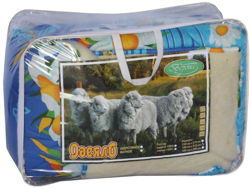 Одеяло из овечьей шерсти полуторное Лери Макс Белый