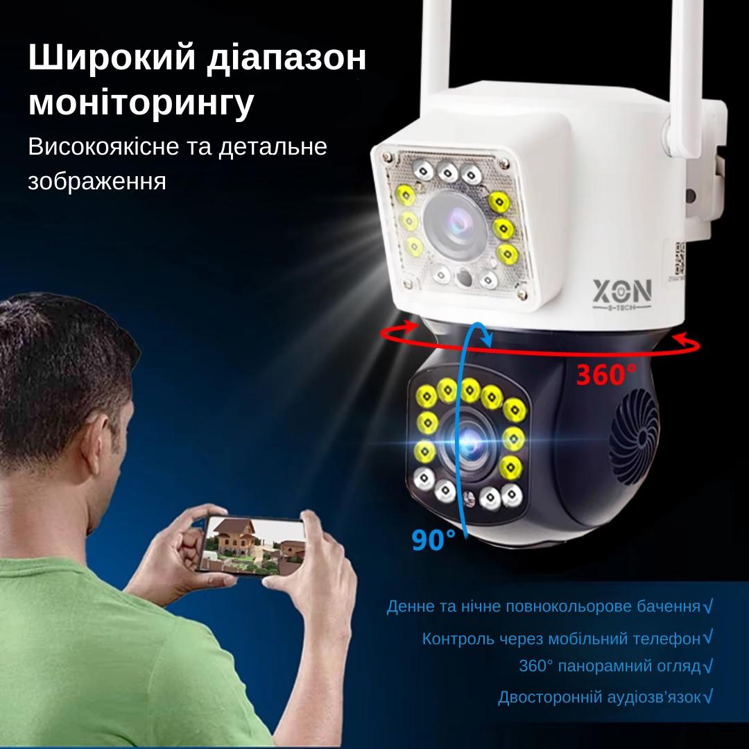 Камера відеоспостереження вулична XON SmartCam Wi-Fi 1080P з подвійним об'єктивом Білий (NCWEW22VW 7416) - фото 4