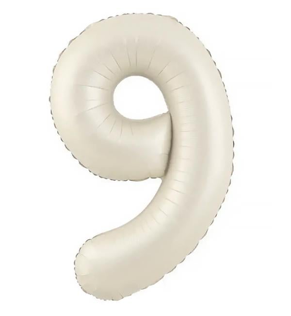 Шарик Цифра 9 100 см Слоновая кость сатин (135474)