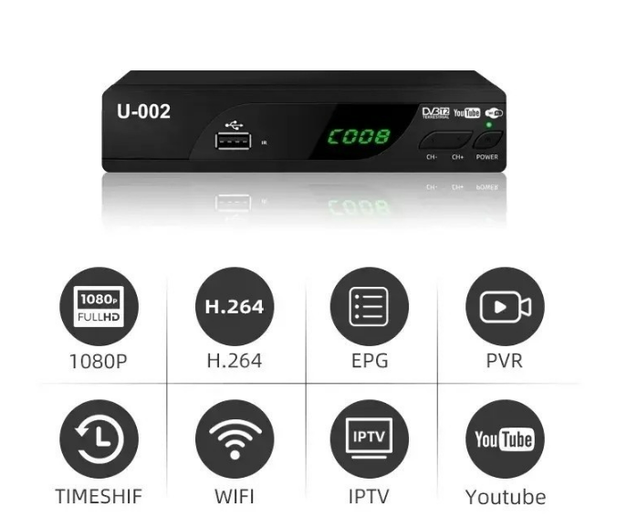 Тюнер для телевизора MG DVB-Т2 U-002 Megogo YouTube + адаптер Wi-Fi MT7601 - фото 6 Тюнер для телевизора MG DVB-Т2 U-002 Megogo YouTube + адаптер Wi-Fi MT7601 - фото 6