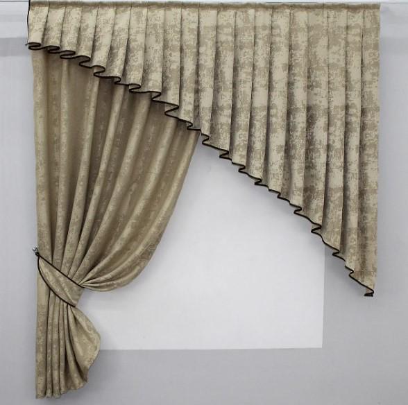 Шторки на кухню жаккард 150х170 см Бежевый (039к) Шторки на кухню жаккард 150х170 см Бежевый (039к)