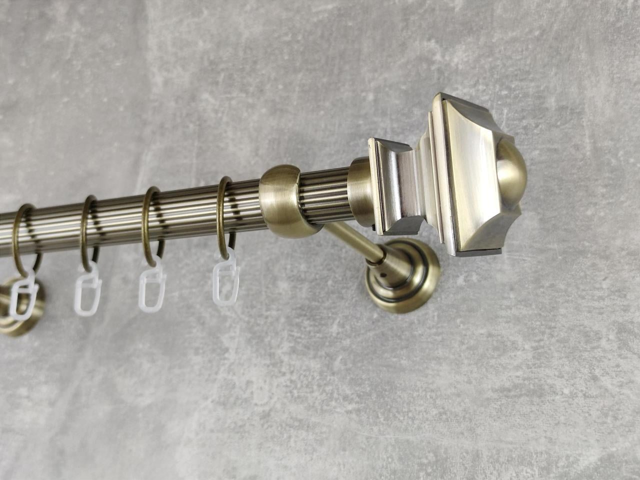 Карниз MStyle металлический для штор однорядный Борджеза 25 мм рифленый 160 см Антик (5011256)