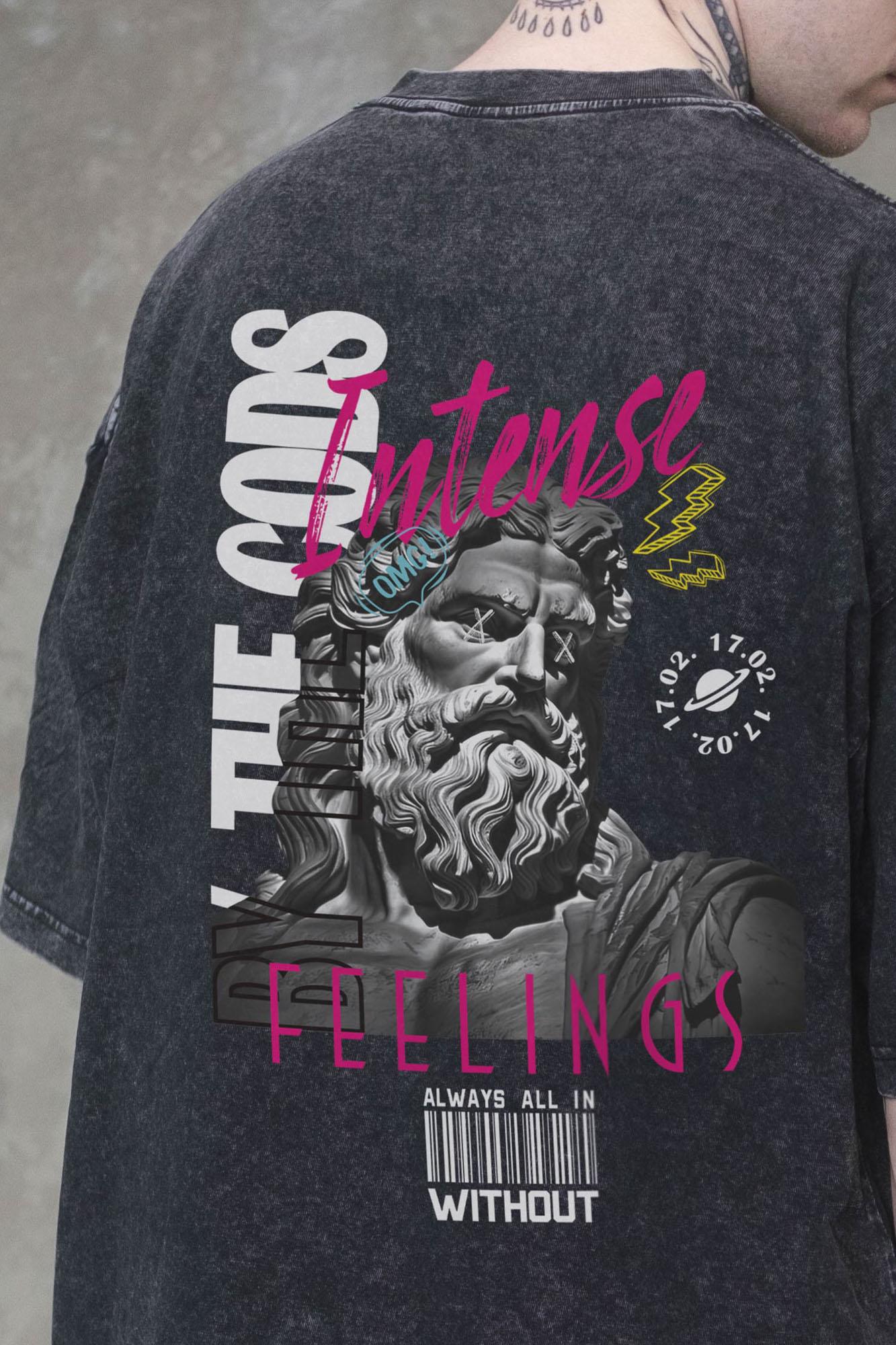 Футболка виварена Without Washed Оверсайз з принтом Feelings L/XL Black (L/XL 8056140 8056141) - фото 2