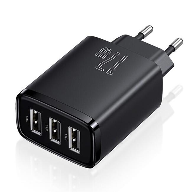 Зарядний пристрій мережевий BASEUS Compact Charger 3USB 17W Black (CCXJ020101)