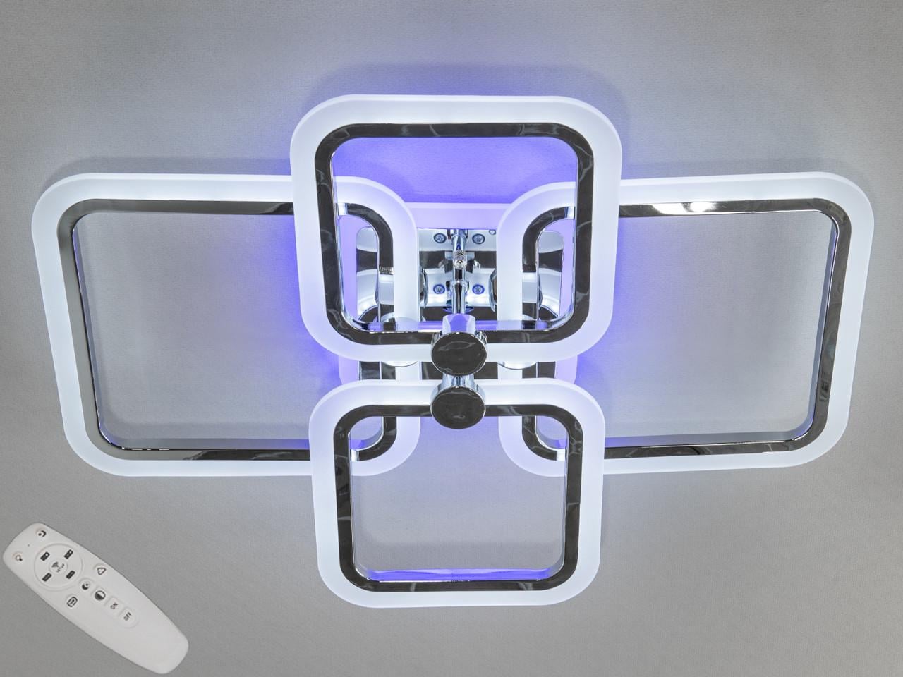 Люстра потолочная EcoLed светодиодная с диммером 50W A8208/4HR 3col dim Серебрянный