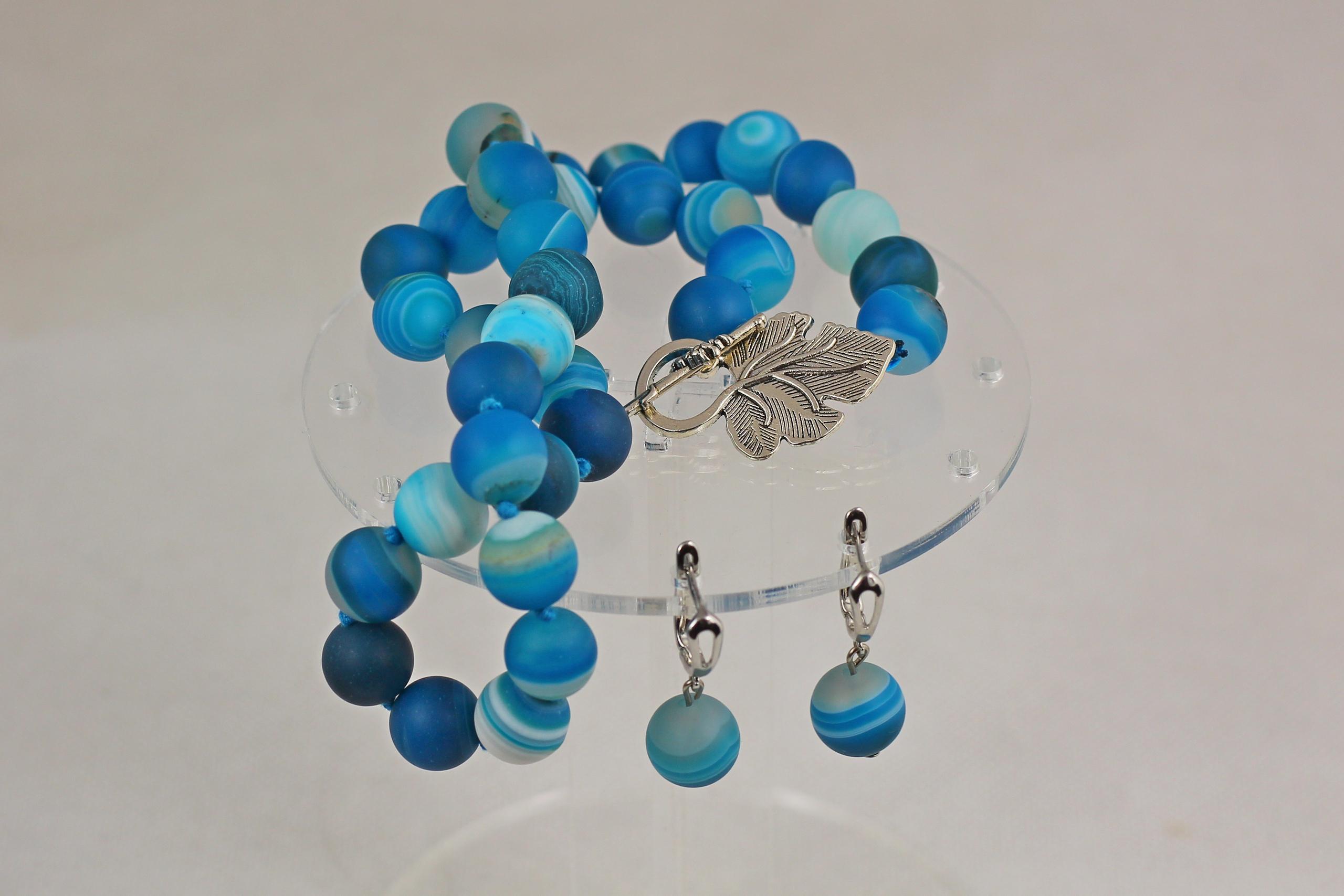 Набір синій агат Сріблястий (30668488)