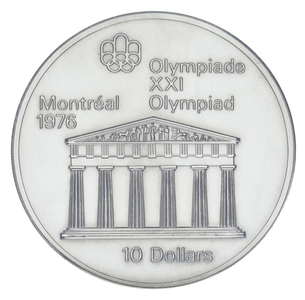 Коллекционная монета Канада 10 долларов 1974 серебро UNC XXI летние Олимпийские игры 1976 года в Монреале-Храм Зевса (М22578)