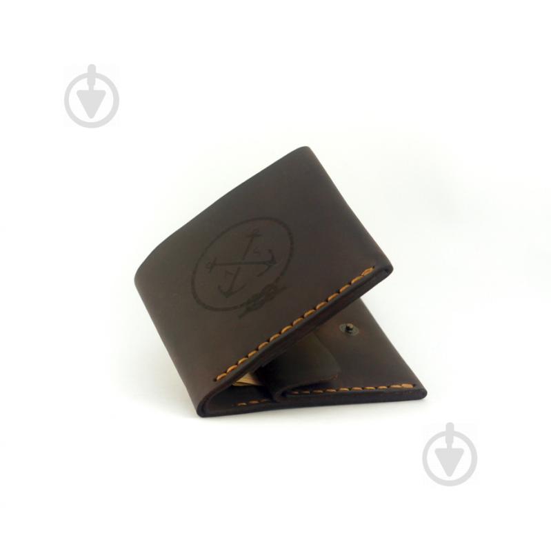 Чоловічий шкіряний гаманець на кнопці Wallet Square Коричневий з відділенням для монет (as120102)