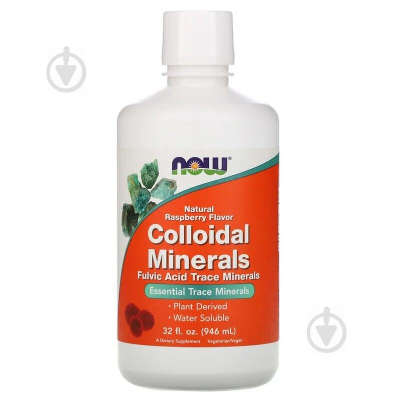 Коллоидные Минералы, с натуральным вкусом малины, Colloidal Minerals, Now Foods, 946 мл