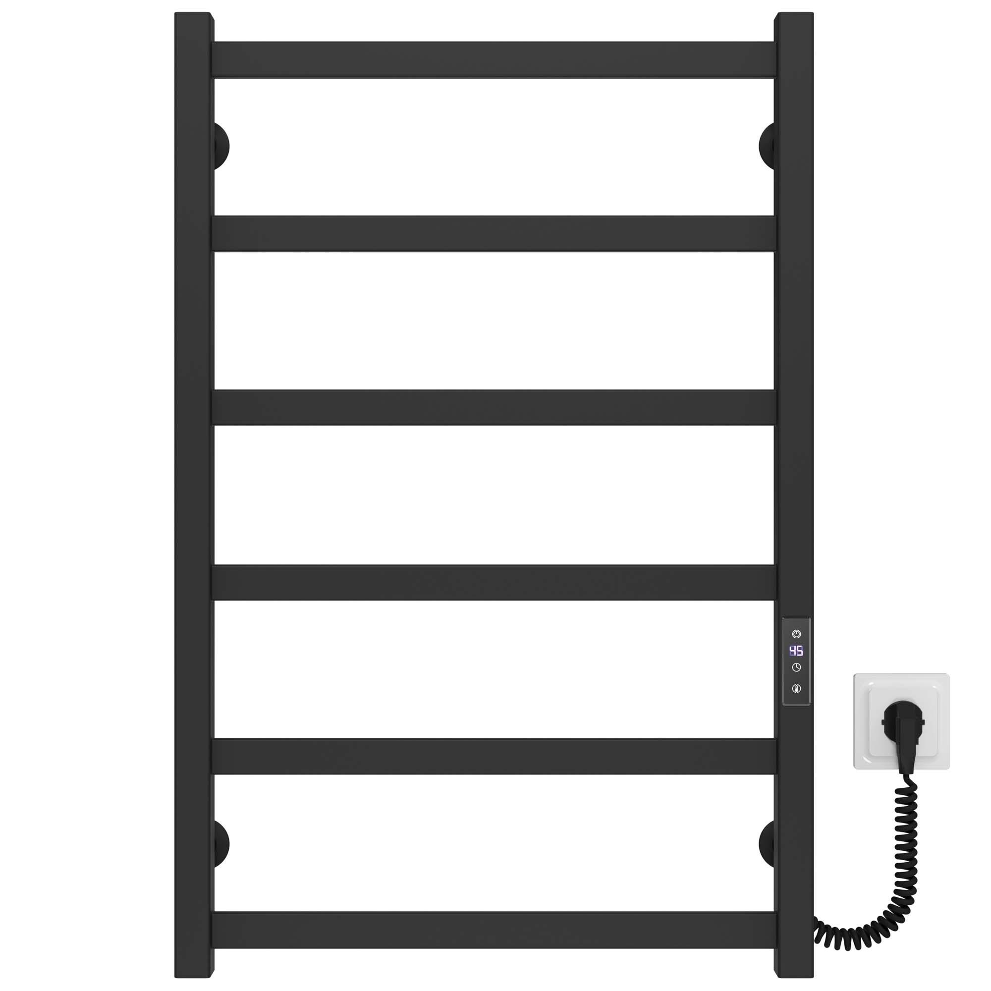 Полотенцесушитель электрический Deffi Avast П6 JD04 правое подключение крашеная сталь 500х800 мм Черный (B.AV.80.50.6.E.B.R.2)