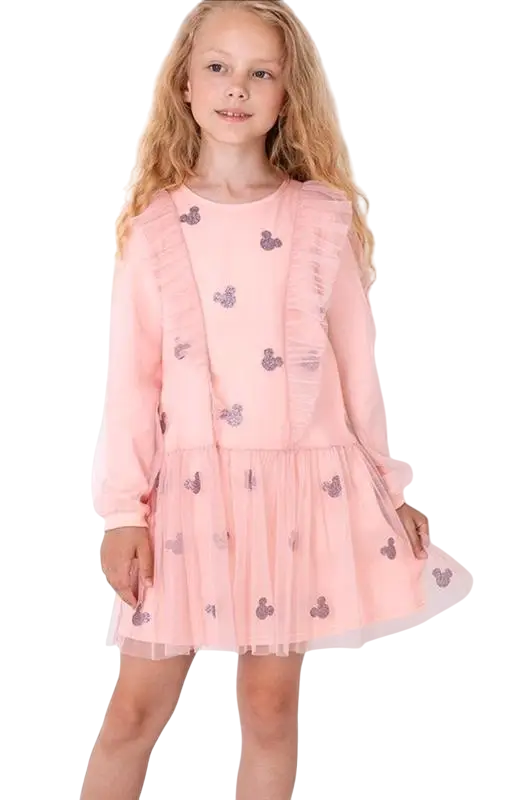 Сукня трикотажна на дівчинку Mevis cвяткова 110 см Персиковий (0447)