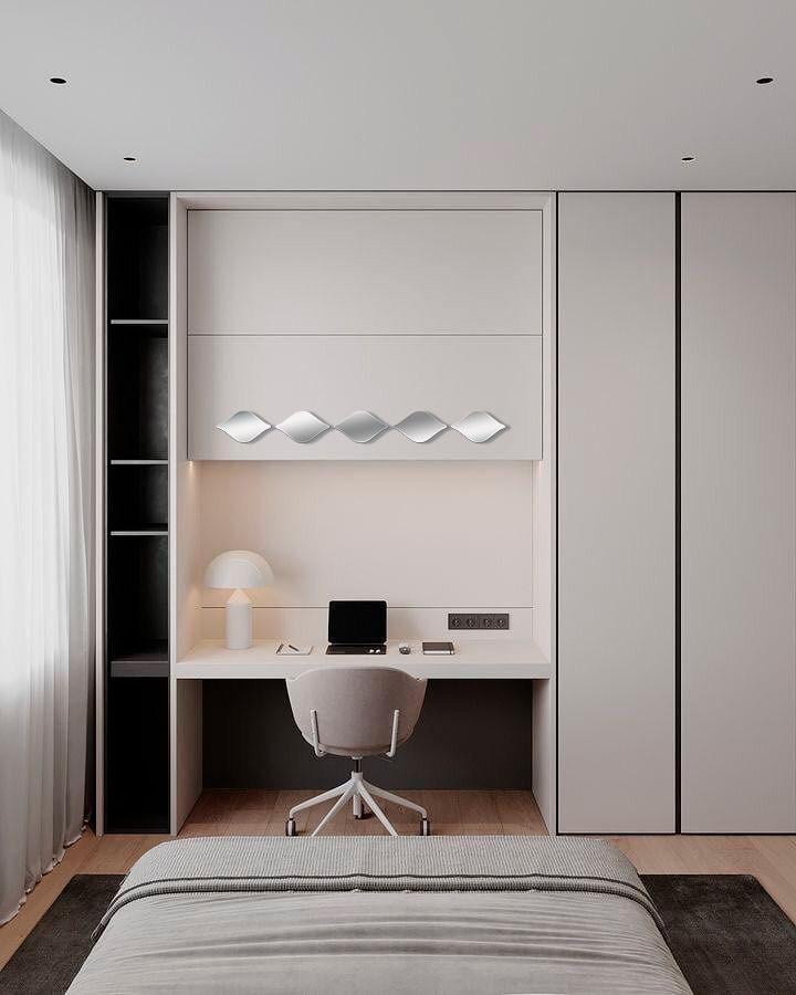 декор для стен мебели DFA Зеркальные и ромбы набор 5 шт. Серебряный (YA00010-S)