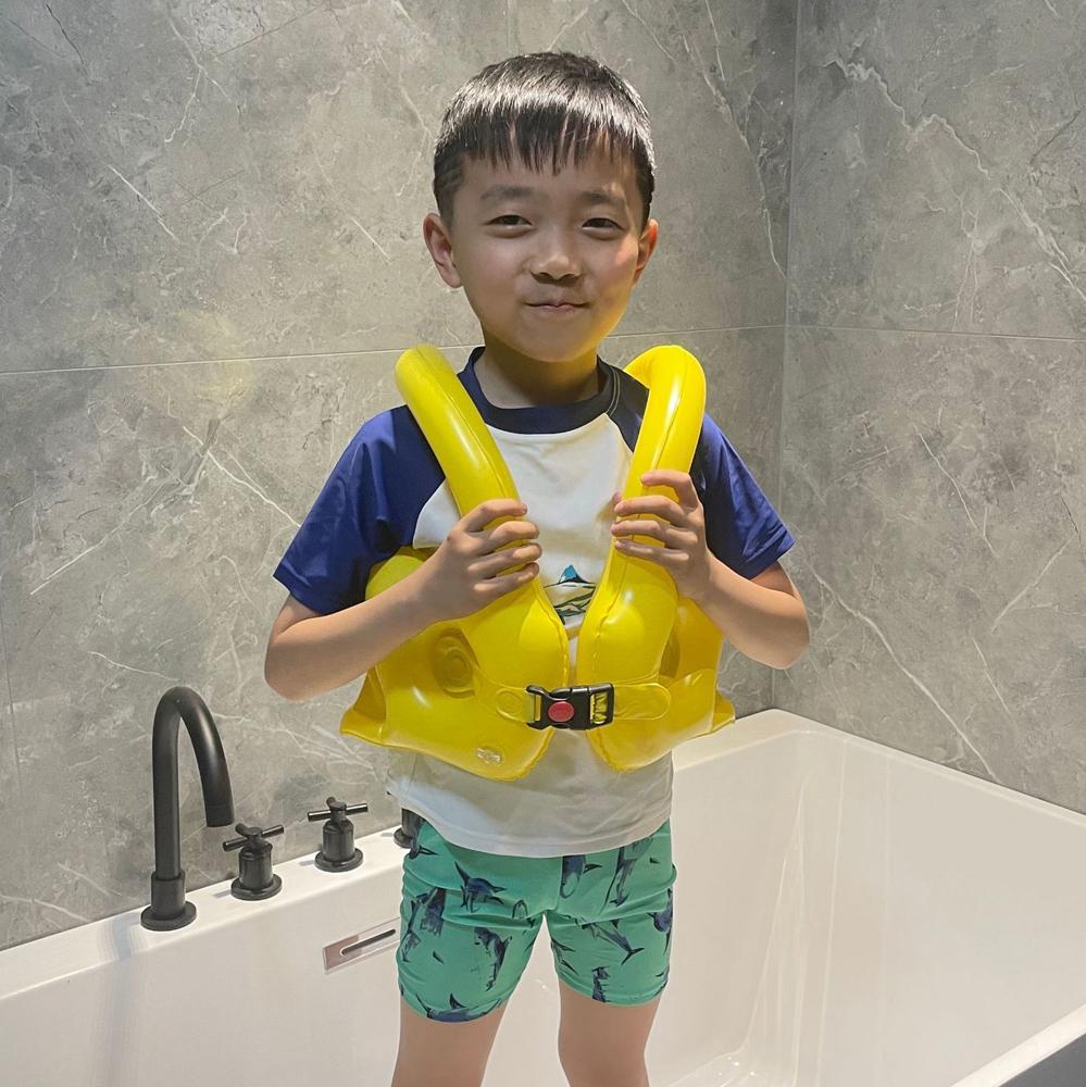 Жилет надувний для плавання для дітей динозавр Жовтий - фото 7