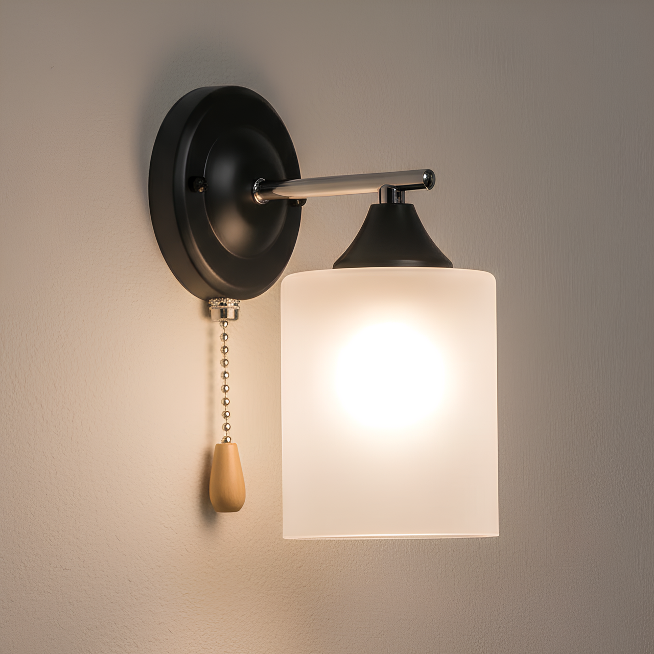 Бра Valeso с веревочным выключателем под лампу Е27 Черный/Хром (K2316/1W)