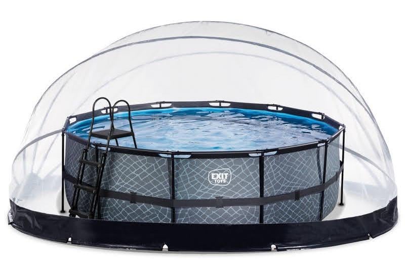 Бассейн каркасный с накрытием Exit Toys 427х122 см с нагревом воды Камень (2396897249)