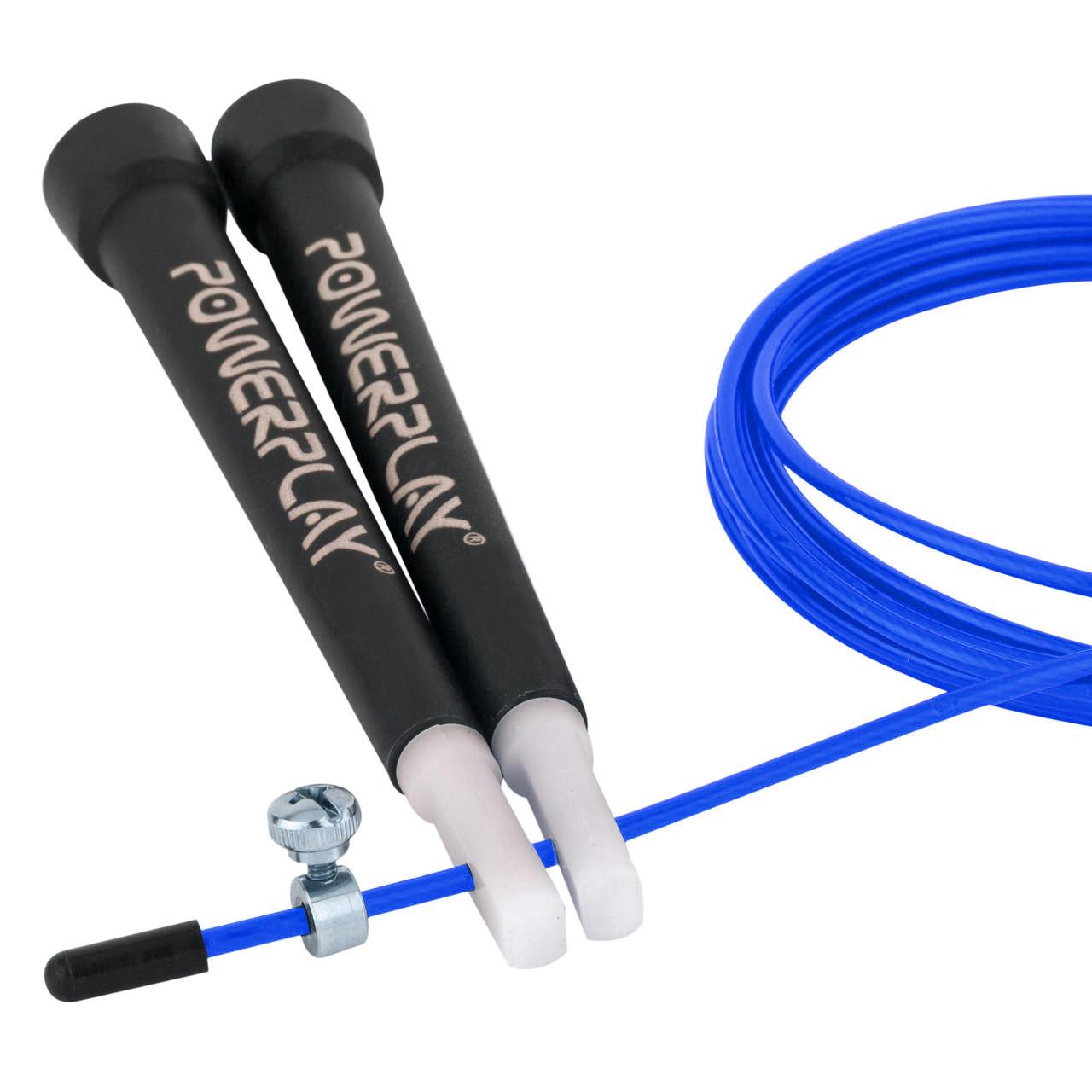 Скакалка швидкісна PowerPlay 4202 Ultra Speed Rope 2,9 м Синій - фото 3