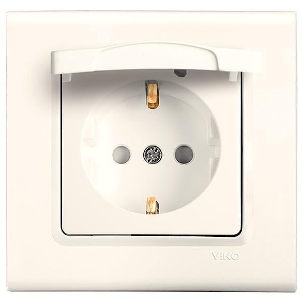 Розетка одинарная с заземлением Viko linnera с защитной крышкой Кремовой (00000012705)