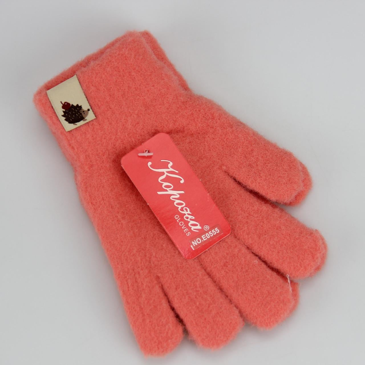 Перчатки для девочки Альпака шерстяные осень/зима 9-12 лет Коралловый (33493)