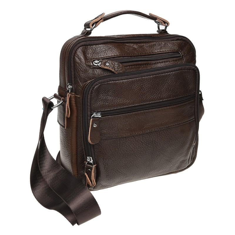 Сумка мужская кожаная на плечо Borsa Leather K15112 Brown