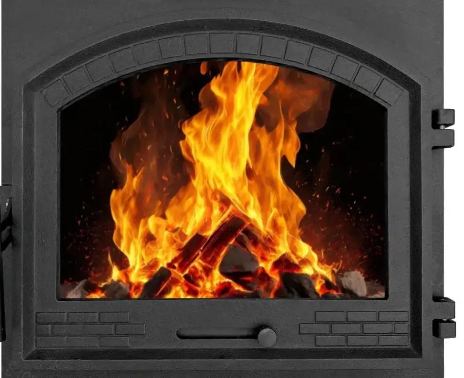 Дверка чугунная арочная со стеклом и регулировкой 490х420 мм 16 кг