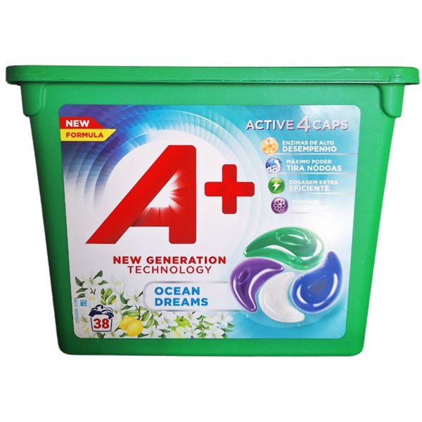 Капсулы для стирки А+ 4в1 Ocean Dream для всех типов тканей 38 шт.