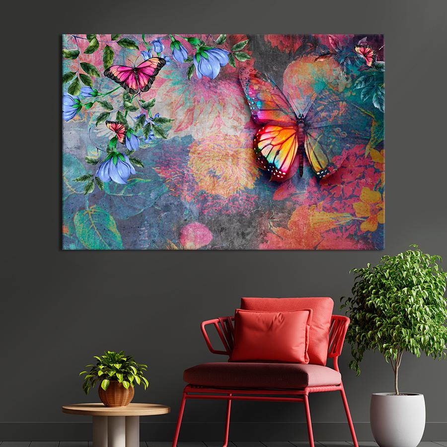 Картина на холсте Красочные бабочки 80x54 см (V370-1_L)