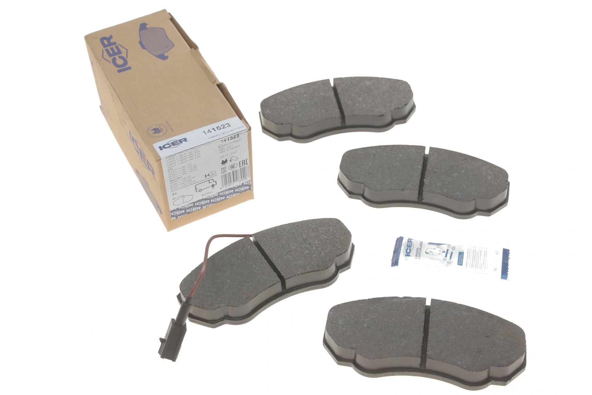 Тормозные колодки передние ICER для Citroen Jumper 02-/Fiat Ducato/Peugeot Boxer 98-R15 с датчиком (141523)
