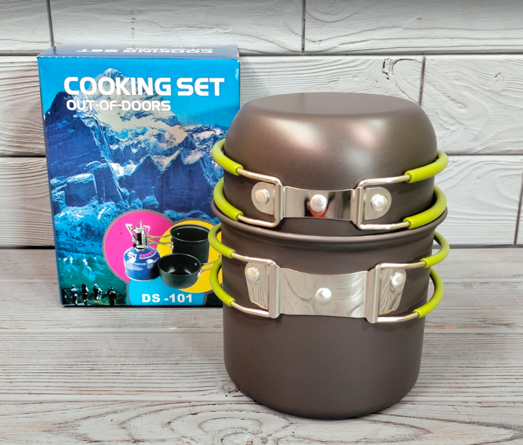 Набор туристической посуды для пикника Cooking Set DS-101 на 1 персону с чехлом Черный/Салатовый (784779411) - фото 11