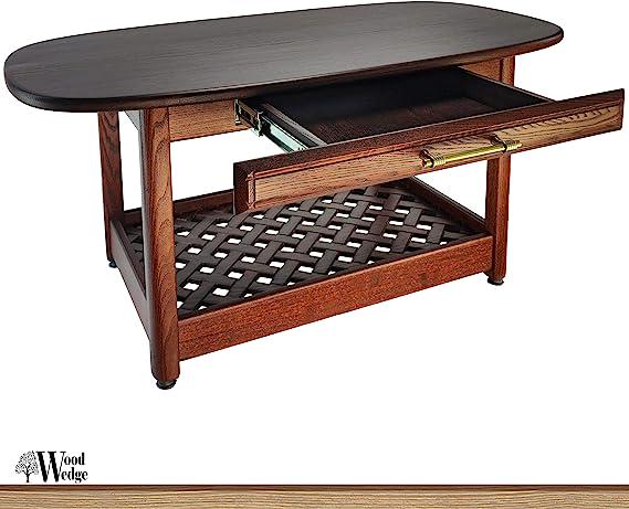 Журнальный столик Wood Wedge из натурального ясеня с ящиком 90х50х47 см (100048) - фото 2