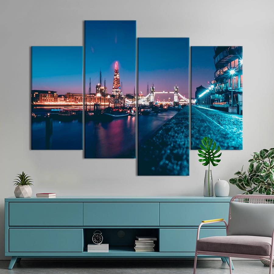 Картина город Яркие огни ночного Лондона 89x56 см (A732-4)