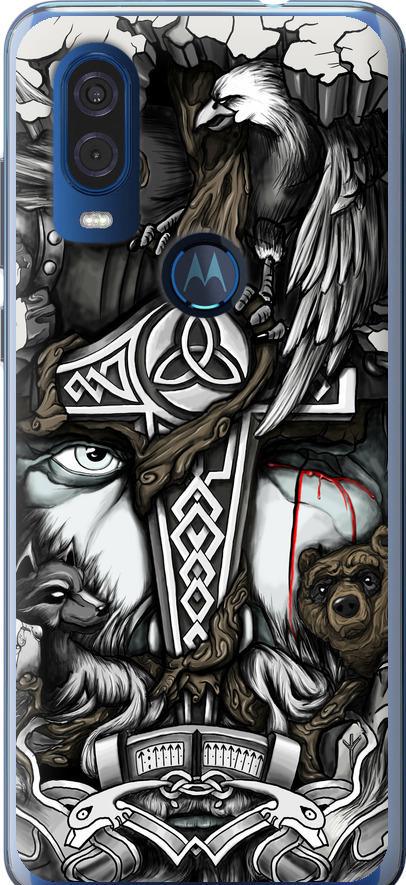 Чехол на Motorola One Vision Тату Викинг (4098u-1782-42517)